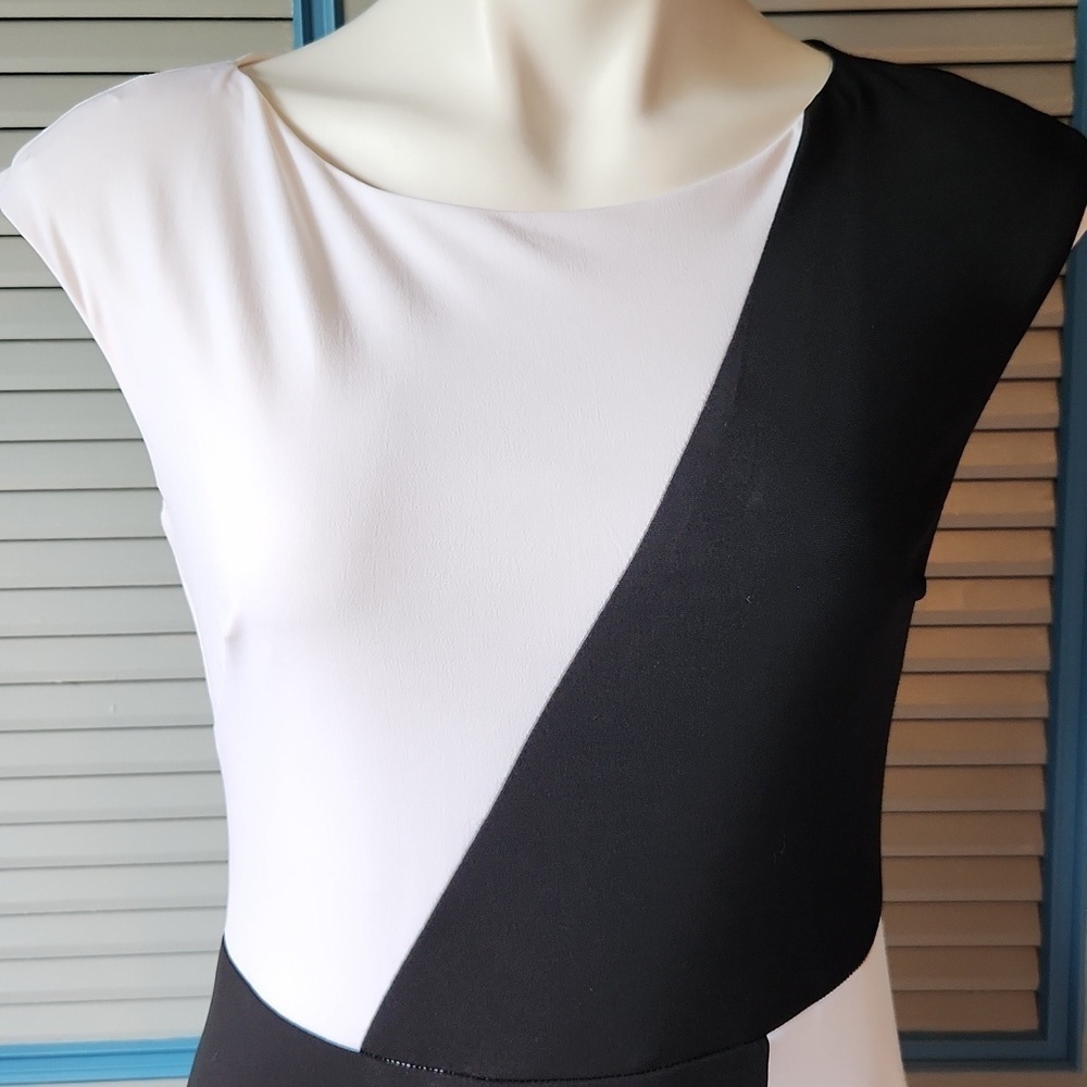 Roz & Ali Black & White Colorblock Dress - Picture 3 of 11